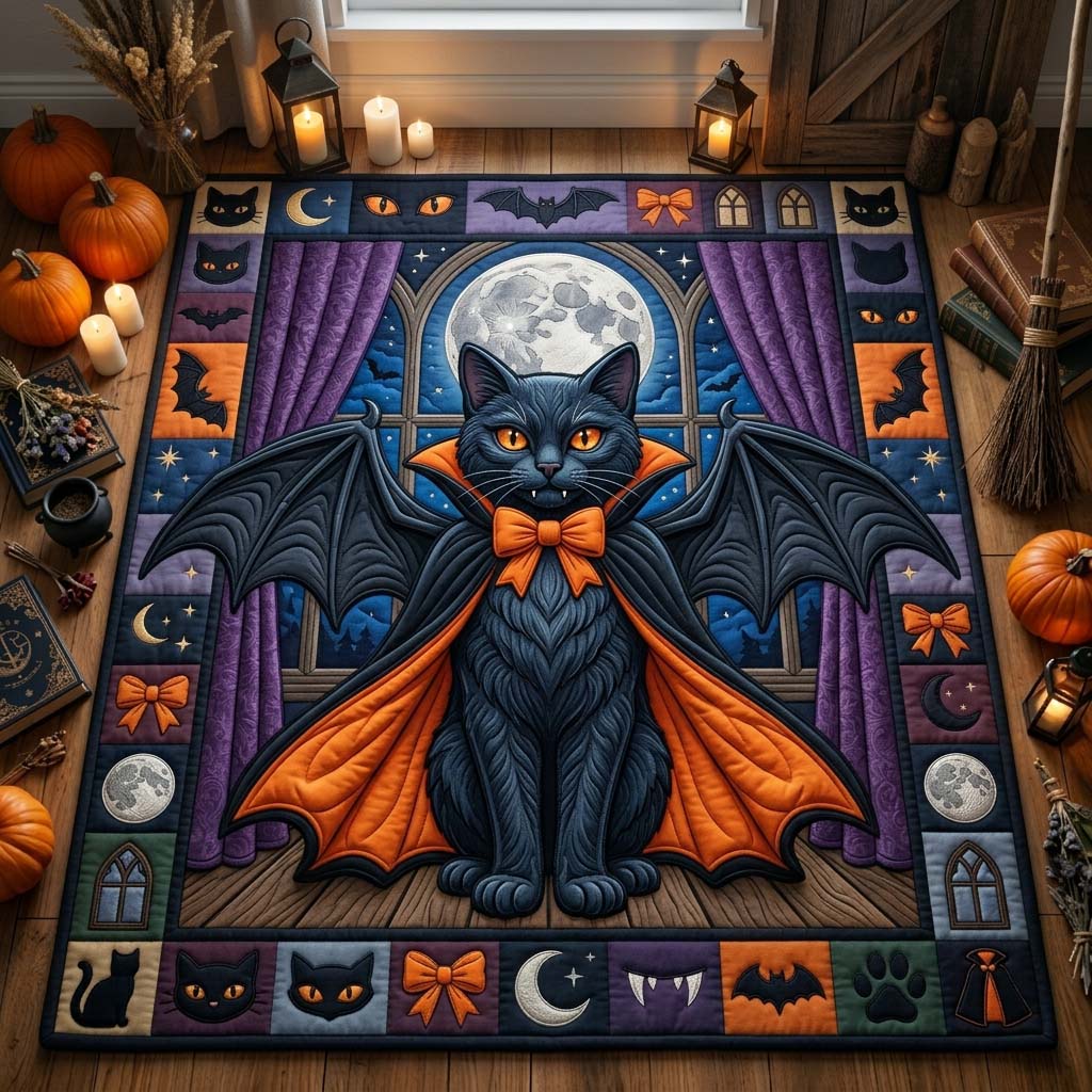 Vampire Cat Night Area Rug GDTONTD1009