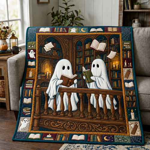 Haunted Library Ghosts Quilted Blanket GDTONTD1030