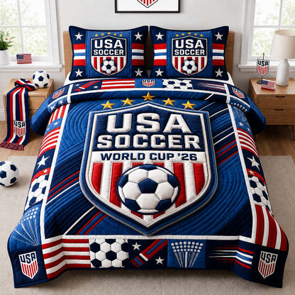 Bold Soccer Pride 3-Piece Quilted Bedding Set GDTONTD1031
