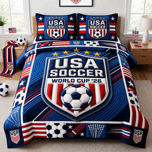 Bold Soccer Pride 3-Piece Quilted Bedding Set GDTONTD1031