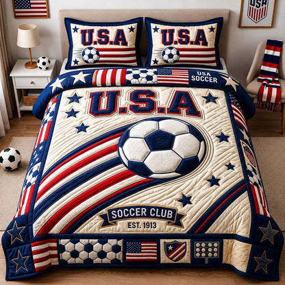 Classic USA Kick 3-Piece Quilted Bedding Set GDTONTD1034