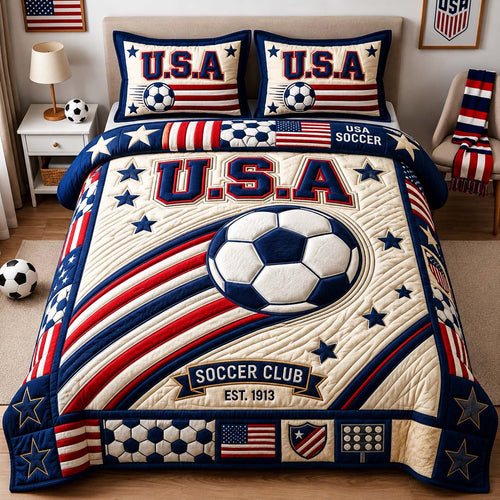 Classic USA Kick 3-Piece Quilted Bedding Set GDTONTD1034