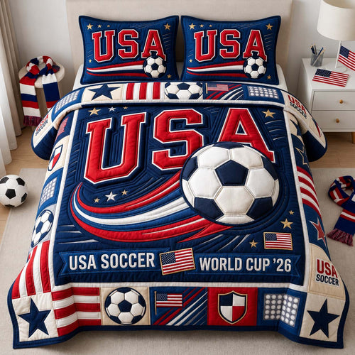 Dynamic Soccer Wave 3-Piece Quilted Bedding Set GDTONTD1035