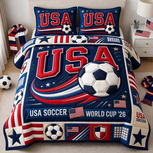 Dynamic Soccer Wave 3-Piece Quilted Bedding Set GDTONTD1035
