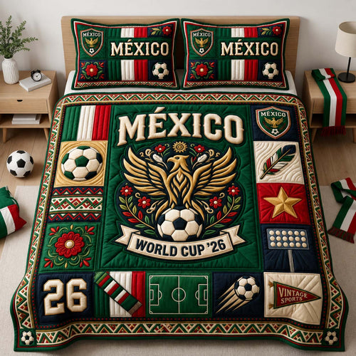 Mexico Eagle Pride 3-Piece Quilted Bedding Set GDTONTD1038