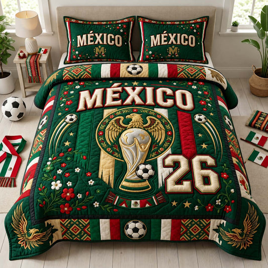 Golden Trophy Mexico 3-Piece Quilted Bedding Set GDTONTD1041
