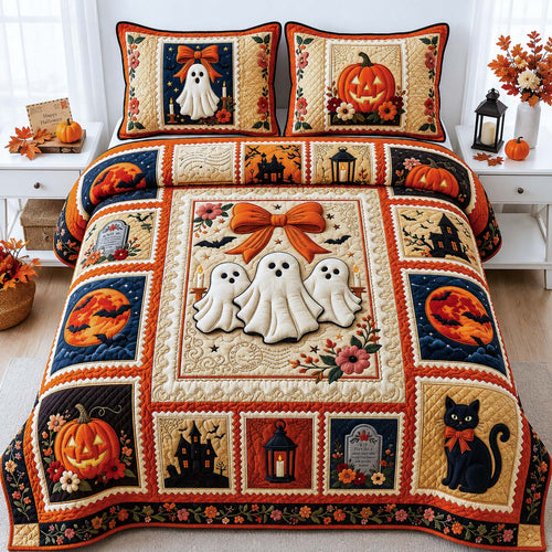 Sweet Ghost Night 3-Piece Quilted Bedding Set GDTONTD1050