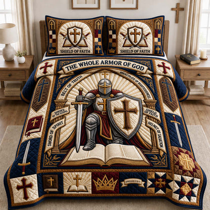 Ephesians Battle Knight 3-Piece Quilted Bedding Set GDTONTD1060