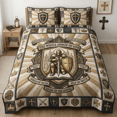 Sacred Cathedral Armor 3-Piece Quilted Bedding Set GDTONTD1063