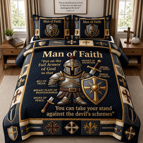 Faith Medal Guard 3-Piece Quilted Bedding Set GDTONTD1066