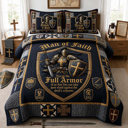 Warrior Stained Glass 3-Piece Quilted Bedding Set GDTONTD1068