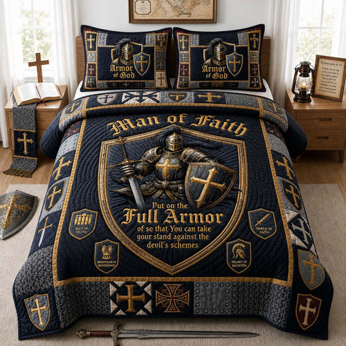 Warrior Stained Glass 3-Piece Quilted Bedding Set GDTONTD1068