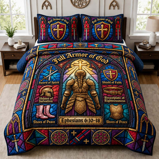 Pink Faith Warrior 3-Piece Quilted Bedding Set GDTONTD1071