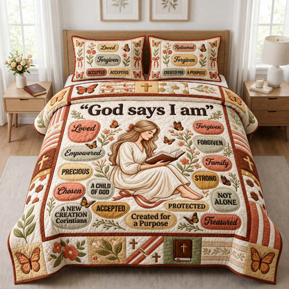 Beloved Bible Garden 3-Piece Quilted Bedding Set GDTONTD1094