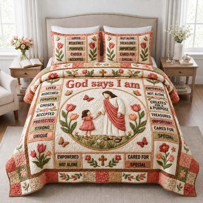 Jesus Loves Me 3-Piece Quilted Bedding Set GDTONTD1096