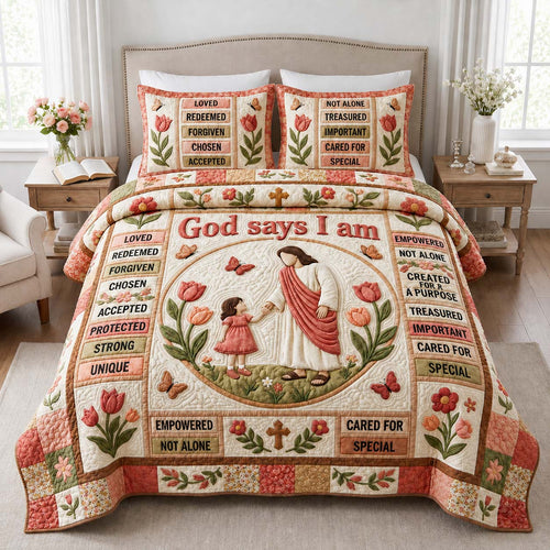 Jesus Loves Me 3-Piece Quilted Bedding Set GDTONTD1096
