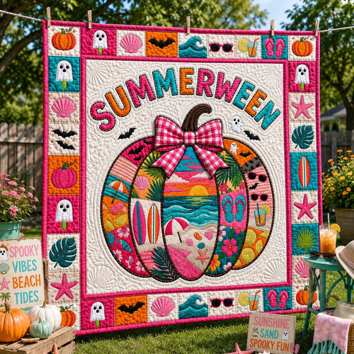 Bright Beach Pumpkin Quilted Blanket GDTONTD1138