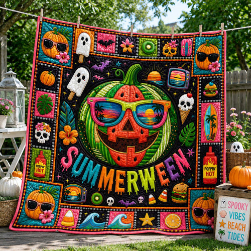 Neon Melon Pumpkin Quilted Blanket GDTONTD1140