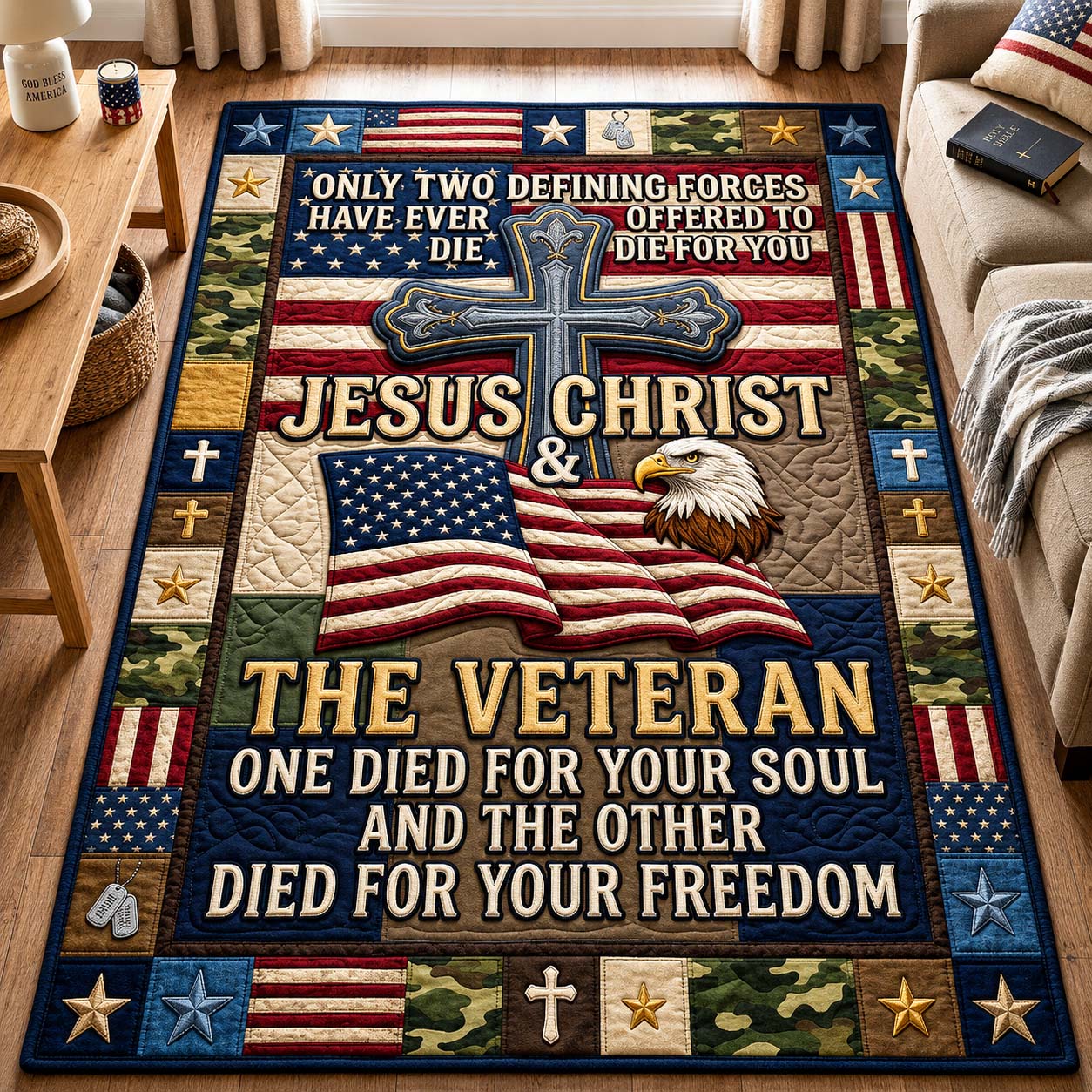 Christ And Veteran Area Rug GDTONTD1154