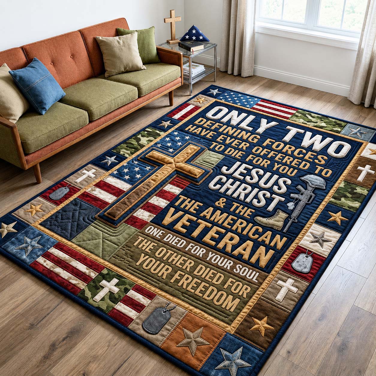 American Veteran Faith Area Rug GDTONTD1155