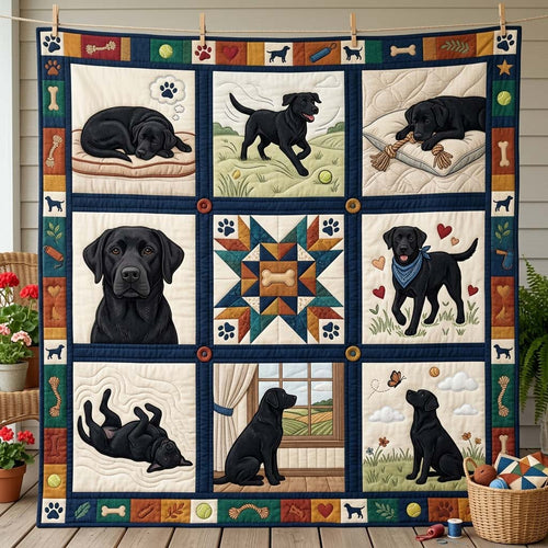 Labrador Life Blocks Quilted Blanket GDTONTD1188