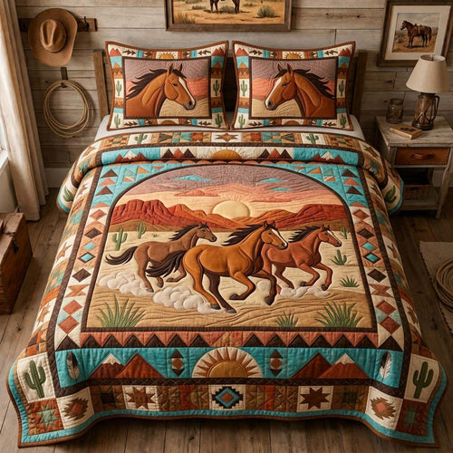 Sunset Horse Trail 3-Piece Quilted Bedding Set GDTONTD1228