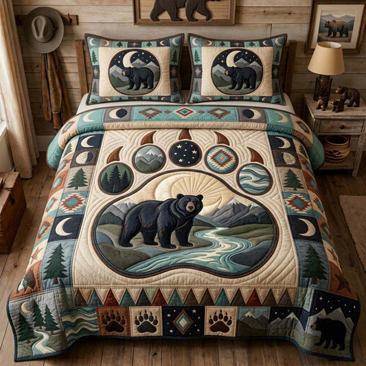 Moon River Bear 3-Piece Quilted Bedding Set GDTONTD1248