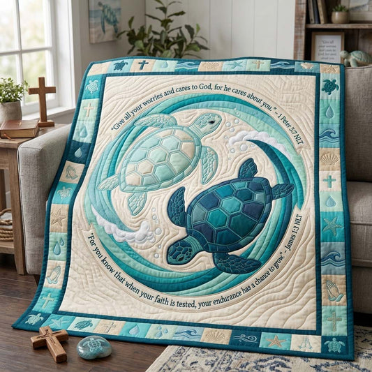 Graceful Turtle Circle Quilted Blanket GDTONTD1275