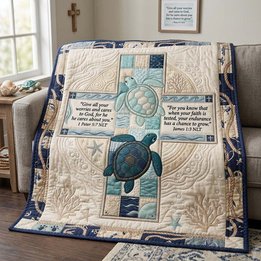 Turtle Cross Blessing Quilted Blanket GDTONTD1278
