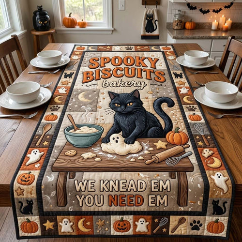 Spooky Biscuit Cat Quilted Table Runner GDTONTD1334