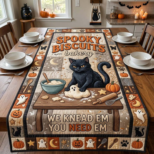 Spooky Biscuit Cat Quilted Table Runner GDTONTD1334