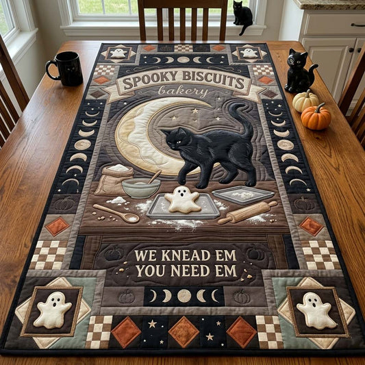Midnight Biscuit Cat Quilted Table Runner GDTONTD1339