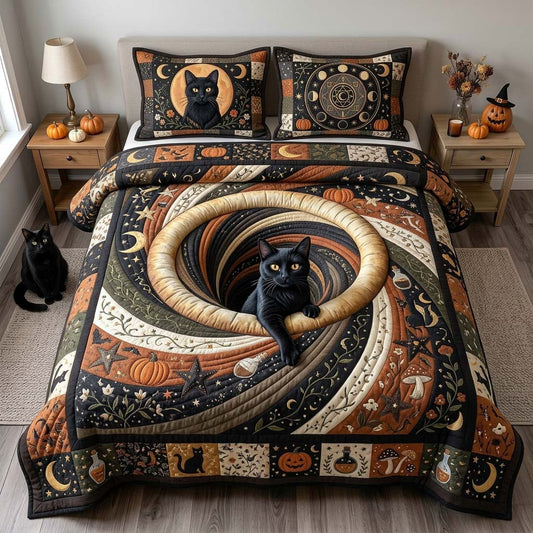 Mystic Cat Hollow 3-Piece Quilted Bedding Set GDTONTD1371
