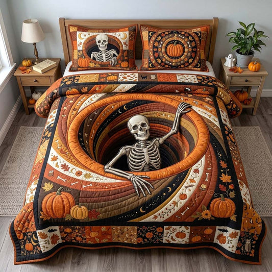 Harvest Skeleton 3-Piece Quilted Bedding Set GDTONTD1377