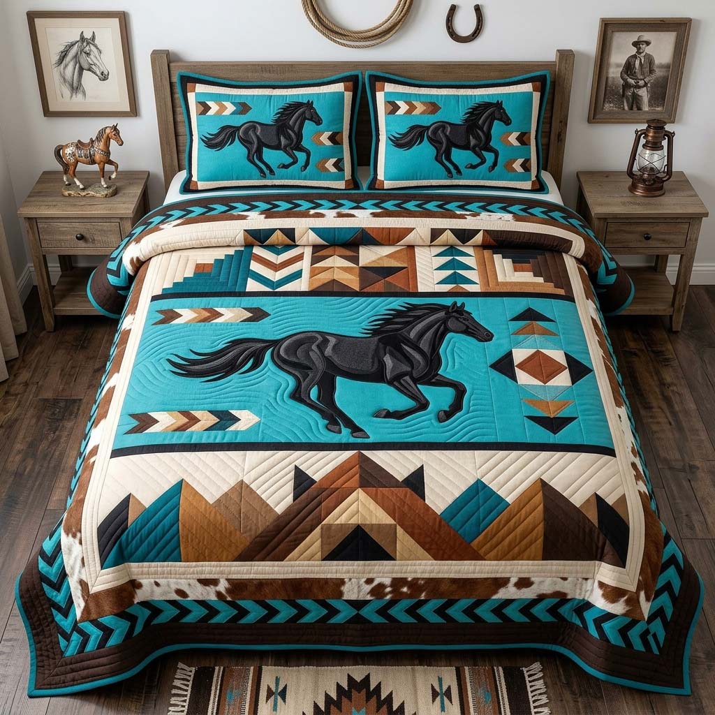 Desert Horse 3-Piece Quilted Bedding Set GDTONTD1438