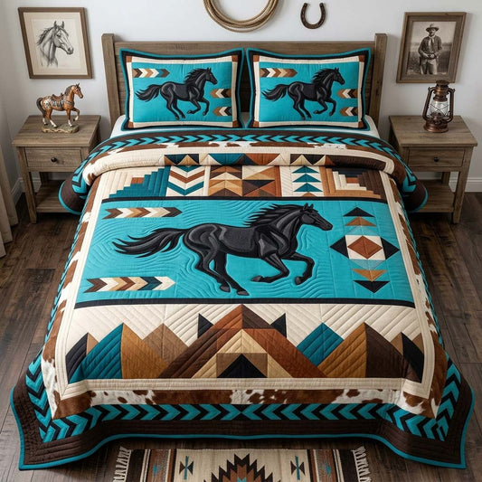 Desert Horse 3-Piece Quilted Bedding Set GDTONTD1438