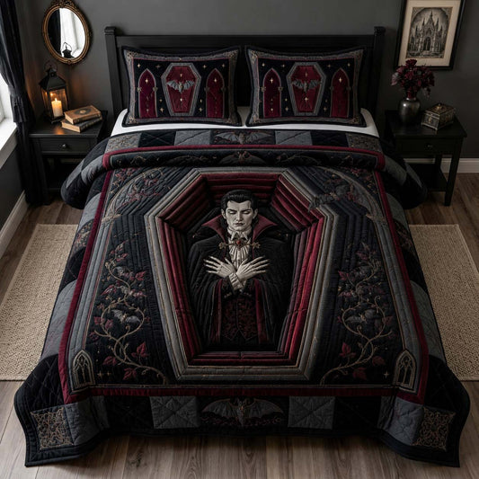 Vampire Coffin Night 3-Piece Quilted Bedding Set GDTONTD1444