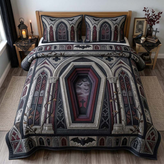 Cathedral Coffin Gate 3-Piece Quilted Bedding Set GDTONTD1446