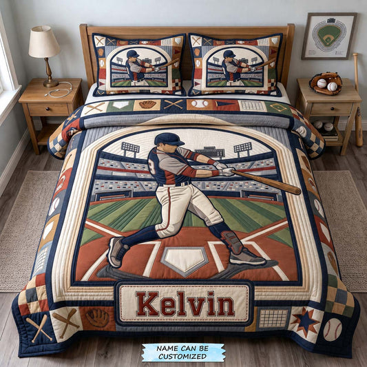 Personalized Slugger 3-Piece Quilted Bedding Set QTCUZ GDTONTD1449