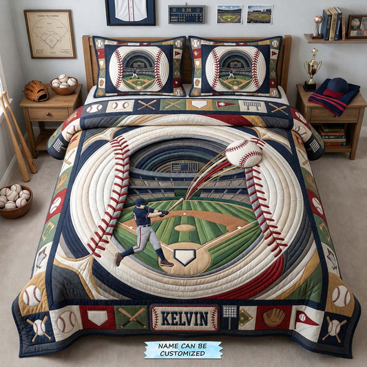 Home Run Tunnel 3-Piece Quilted Bedding Set QTCUZ GDTONTD1450