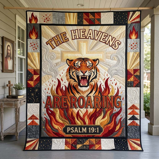 Flame Roaring Tiger Quilted Blanket GDTONTD1474