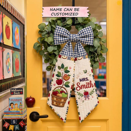 Apple Welcome Bow Quilted Wreath Sash QTCUZ GDTONTD1524