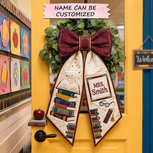 Reading Teacher Bow Quilted Wreath Sash QTCUZ GDTONTD1526