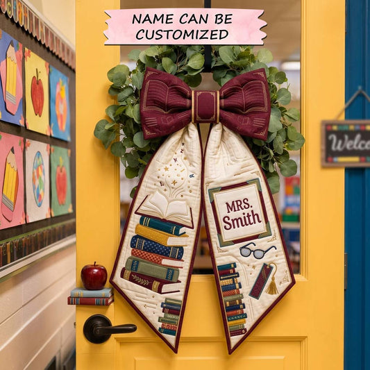 Reading Teacher Bow Quilted Wreath Sash QTCUZ GDTONTD1526
