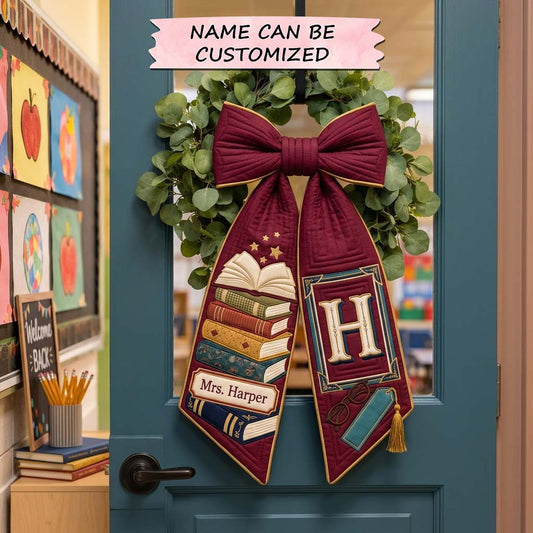 Burgundy Book Bow Quilted Wreath Sash QTCUZ GDTONTD1532