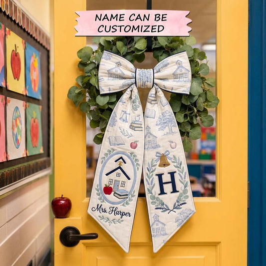 Schoolhouse Toile Bow Quilted Wreath Sash QTCUZ GDTONTD1536