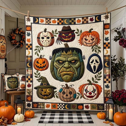 Monster Pumpkin Faces Quilted Blanket GDTONTD1571