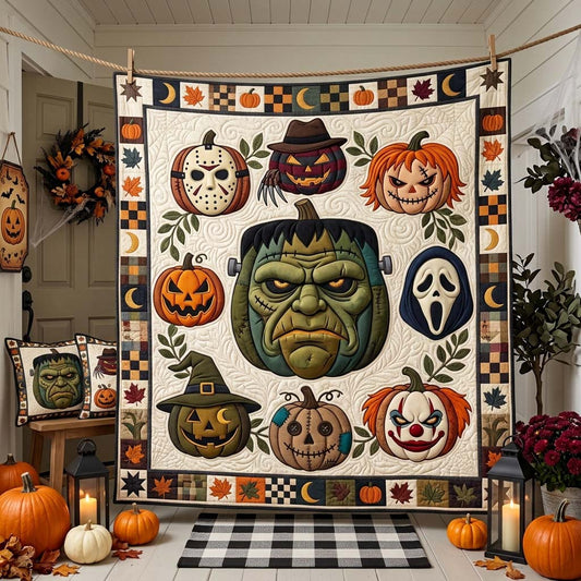 Monster Pumpkin Faces Quilted Blanket GDTONTD1571