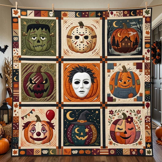 Spooky Pumpkin Blocks Quilted Blanket GDTONTD1574