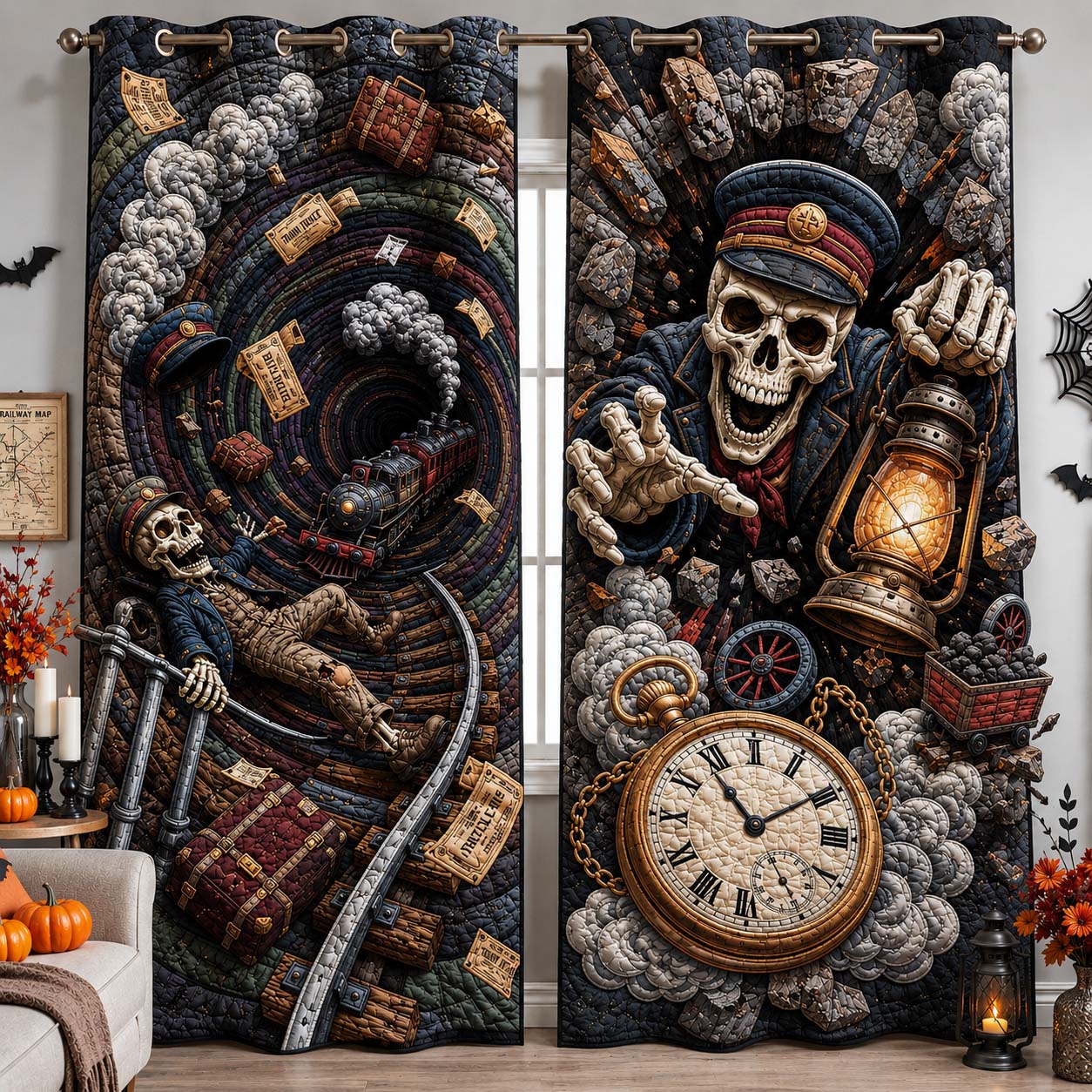Midnight Rail Portal Quilted Curtains GDTONTD1578